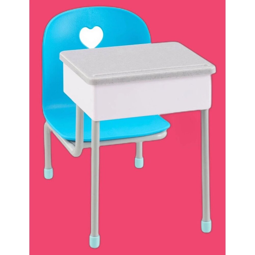 My Life As Student Desk With Blue Attached Chair For 18 Inch Dolls NEW
